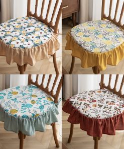 Removable and Washable Frill Floral Dining Chair Cushion