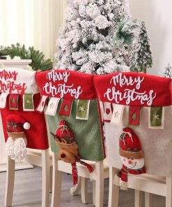 Christmas Chair Back Cover for Dining Room Xmas Decor