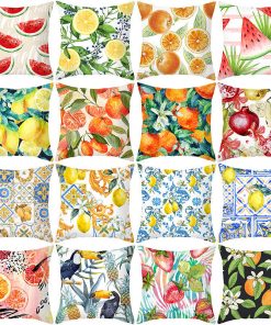 Summer Fruit Print Microfiber Throw Pillow Cover