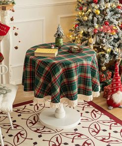 Christmas Buffalo Plaid Round Tablecloth