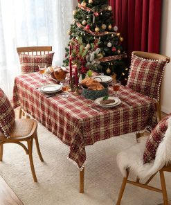 Christmas Snowflakes Plaids Tablecloth