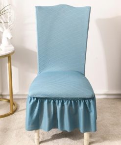 High Elasticity Skirt Chair Cover Blue