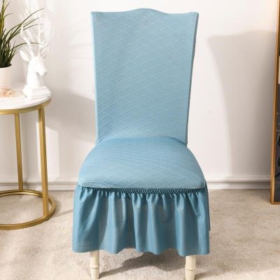 High Elasticity Skirt Chair Cover Blue