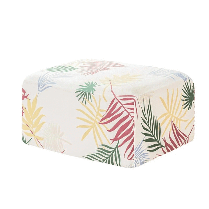 Pink Leaf Pattern Rectangular Ottoman Cover - Image 4