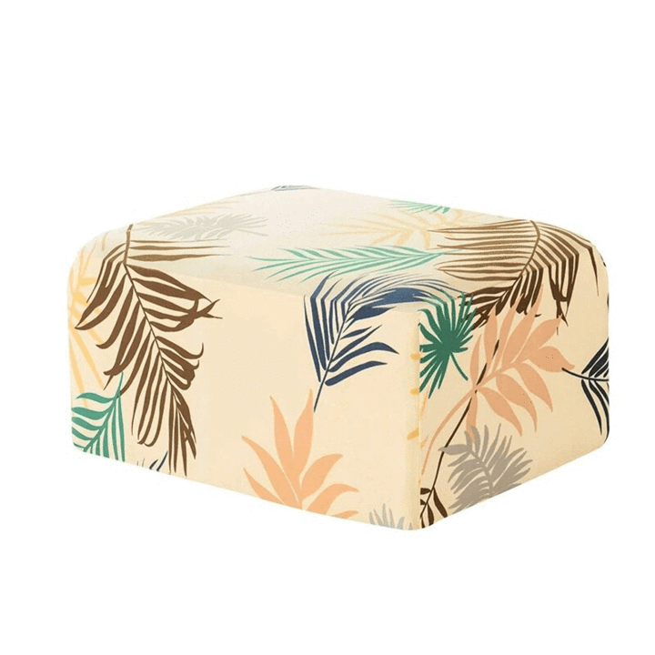 Pink Leaf Pattern Rectangular Ottoman Cover - Image 3