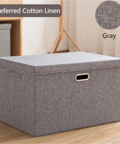 Large Linen Fabric Collapsible Storage Bins with Lid