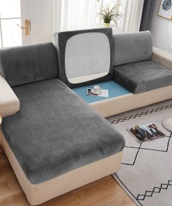 Velvet Stretch Sectional Sofa Cover Soft Slipcover