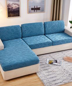 Knitted Feather Jacquard Stretch Couch Cushion Covers Non-Slip L Shaped Sofa Cover